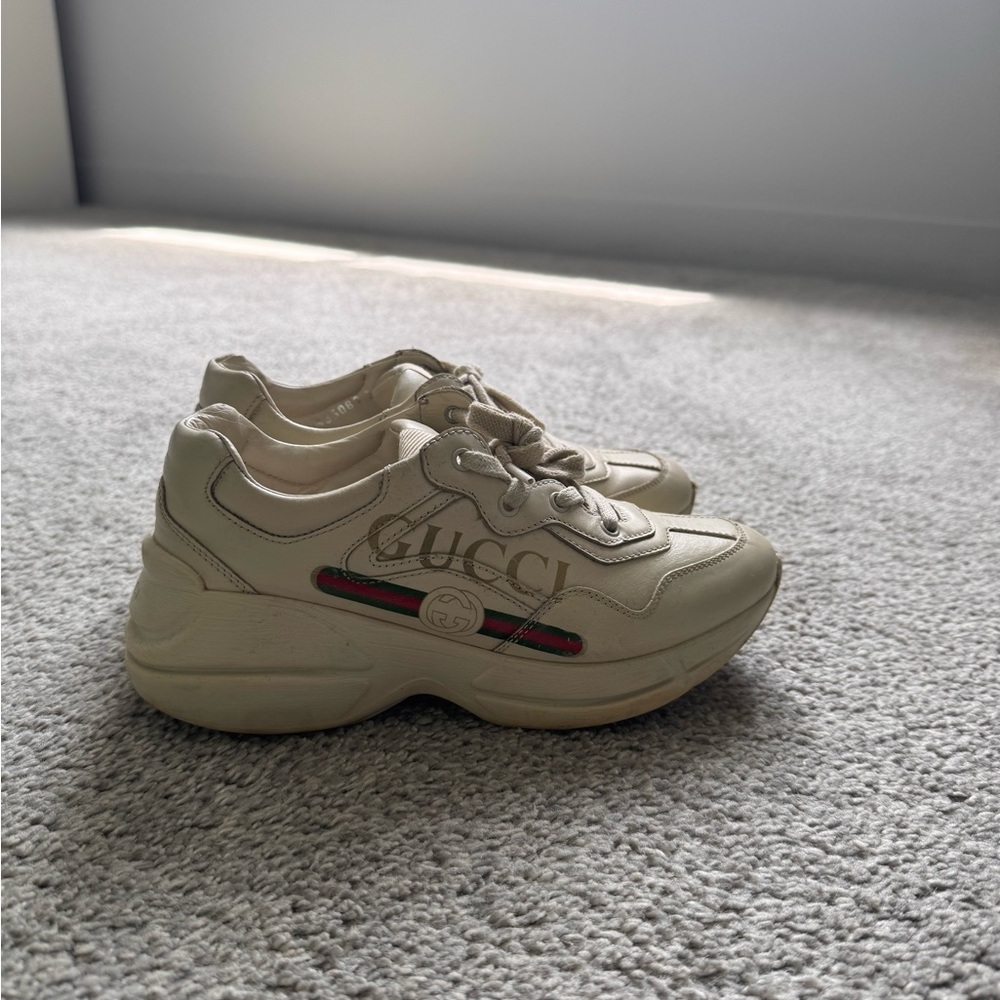 Gucci Beige Sneakers with Logo Detail